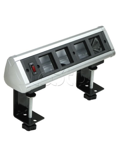 Блок настольный с выключателем нагрузки на 4 модуля (45х45мм) на струбцинах (алюминий) Экопласт 70314 в Самаре Аксессуары для кабель-канала Pintop.ru
