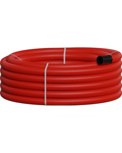 NR075 Двустенная труб.а ПНД гибкая, тип 450, SN18, с зондом, D75мм (20м) цвет красный Экопласт 801075-20 в Самаре Гладкая труба Pintop.ru