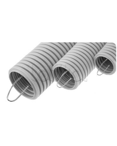 NR040 Усиленная двустен. труба ПНД гибкая, тип 750, SN49, с зондом, D40мм (50м) цвет красный Экопласт (821040) в Самаре Труба гофрированная Pintop.ru