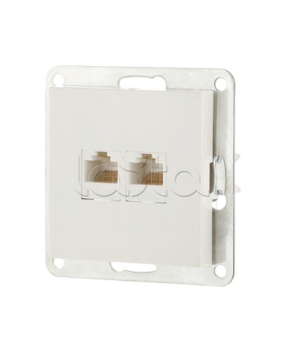 Розетка компьютерная двойная 2хRJ-45 кат.5е с накладкой (белый) LK80 Экопласт (846204-1) в Самаре Розетки компьютерные и телефонные Pintop.ru