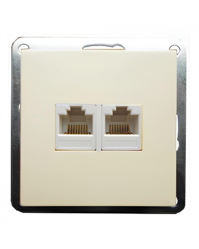 Розетка телефонная двойная 2хRJ-11 с накладкой (бежевый) LK60 (865601-1) в Самаре Розетки компьютерные и телефонные Pintop.ru