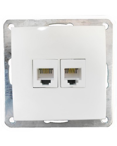 Розетка телефонная двойная 2хRJ-11 с накладкой (белый) LK60 (865604) в Самаре Розетки компьютерные и телефонные Pintop.ru
