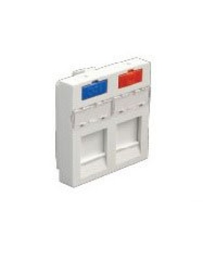 Лицевая панель (накладка) информационной розетки, 45х45 мм, 2 входа Экопласт (87002) в Самаре Розетки компьютерные и телефонные Pintop.ru