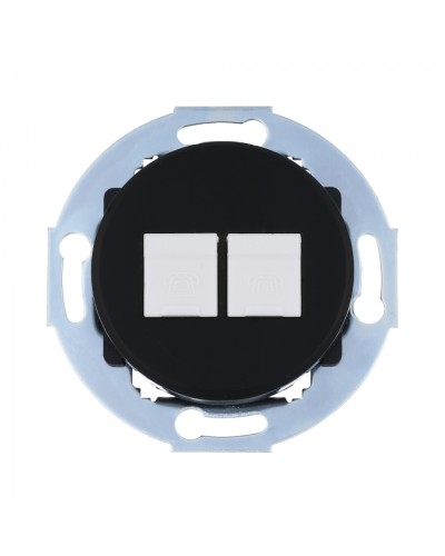 Розетка телефонная 2хRJ-12 с накладкой (черный) Vintage (885908-1) в Самаре Розетки компьютерные и телефонные Pintop.ru