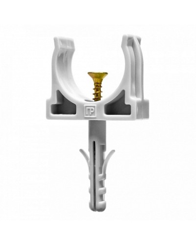 Крепеж-клипса с дюбелем и саморезом серая д25 (100шт/900шт уп/кор) Промрукав (PR13.0217) в Самаре Держатели, клипсы, скобы Pintop.ru