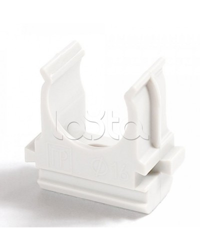 Крепёж-клипса для труб Полистирол белая д16 (100шт/2000шт уп/кор) Промрукав (PR.02716б) в Самаре Держатели, клипсы, скобы Pintop.ru