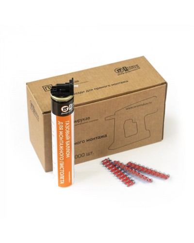 Комплект газовый баллон 165 мм и гвозди 3х19 мм (кованые) (1000 шт/уп) Промрукав (PR08.22649) в Самаре Аксессуары для кабель-канала Pintop.ru