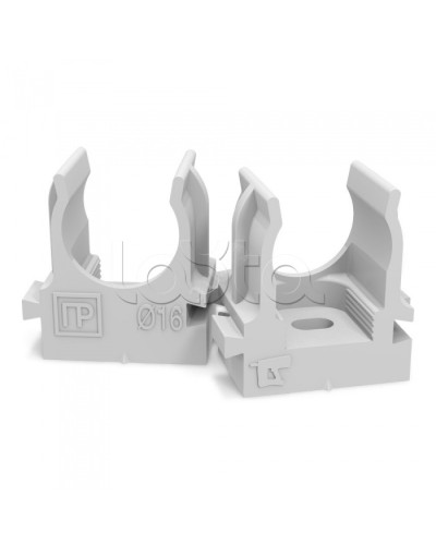 Крепеж-клипса для труб для монтажного пистолета серая в п/э д16 (100шт/1100шт уп/кор) Промрукав PR13.0119 в Самаре Держатели, клипсы, скобы Pintop.ru