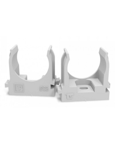 Крепеж-клипса для труб для монтажного пистолета серая в п/э д25 (100шт/700шт уп/кор) Промрукав (PR13.0121) в Самаре Держатели, клипсы, скобы Pintop.ru