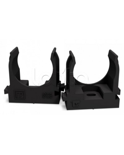 Крепеж-клипса для труб для монтажного пистолета черная в п/э д25 (100шт/700шт уп/кор) Промрукав (PR13.0133) в Самаре Держатели, клипсы, скобы Pintop.ru