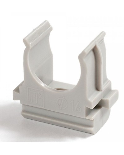 Крепёж-клипса для труб д16 безгалогенная (HF) атмосферостойкая серая (100шт/2000шт уп/кор) Промрукав (PR13.0344) в Самаре Держатели, клипсы, скобы Pintop.ru