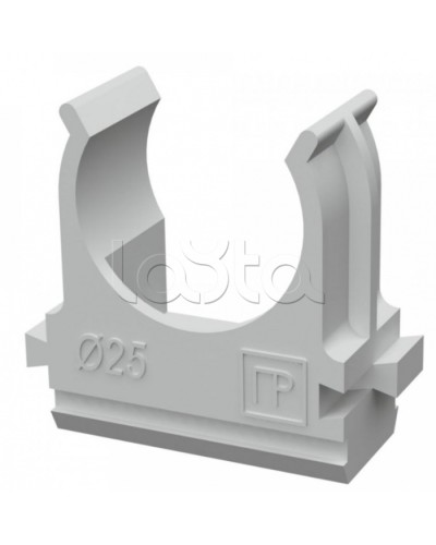 Крепёж-клипса для труб д25 безгалогенная (HF) атмосферостойкая серая (100шт/1000шт уп/кор) Промрукав (PR13.0346) в Самаре Держатели, клипсы, скобы Pintop.ru