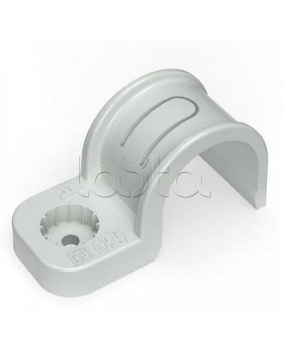 Крепеж-скоба пластиковая односторонняя для прямого монтажа серая в п/э д25 Промрукав (PR13.0370) в Самаре Держатели, клипсы, скобы Pintop.ru