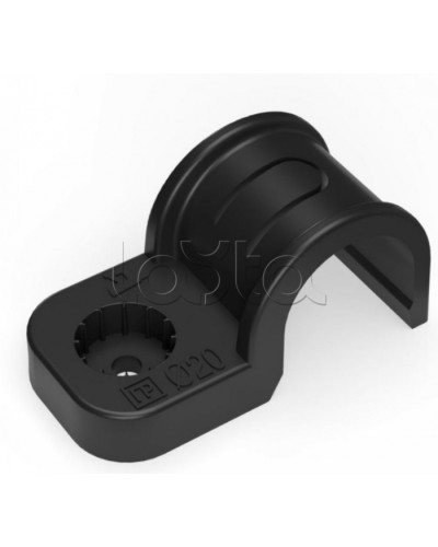Крепеж-скоба пластиковая односторонняя для прямого монтажа черная в п/э д20 Промрукав (PR13.0373) в Самаре Держатели, клипсы, скобы Pintop.ru