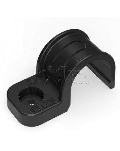 Крепеж-скоба пластиковая односторонняя для прямого монтажа черная в п/э д25 Промрукав (PR13.0374) в Самаре Держатели, клипсы, скобы Pintop.ru
