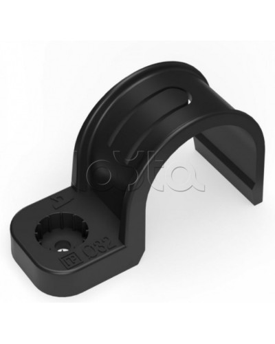 Крепеж-скоба пластиковая односторонняя для прямого монтажа черная в п/э д32 Промрукав (PR13.0375) в Самаре Держатели, клипсы, скобы Pintop.ru