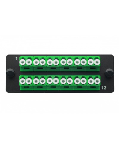 Комплект планка Q-SLOT с 12 адаптерами дуплекс LC OS2, монтажные шнуры, КДЗС Eurolan 38M-S2-2L-12BL в Самаре Коннекторы Pintop.ru