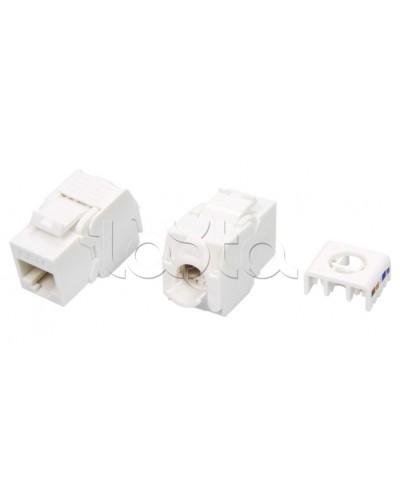 Вставка Keystone Jack RJ-45(8P8C) Hyperline KJ8-8P8C-C6-180-TLS-WH в Самаре Модули Keystone Pintop.ru