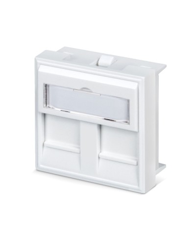 Вставка 45x45 (Mosaic) для 2 модулей формата Keystone Jack с маркером (FP-45-2M) Пожтехкабель СКС (202-032) в Самаре Модули Keystone Pintop.ru